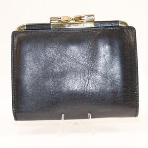 Dakota Black Leather Frame Clasp Wallet Gold Hardware | Classic Japanese Design